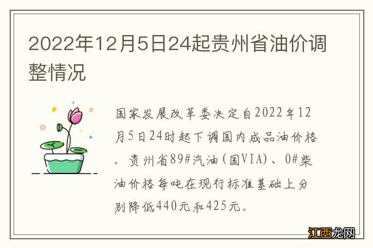 2022年12月5日24起贵州省油价调整情况