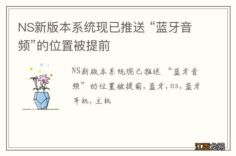 NS新版本系统现已推送 “蓝牙音频”的位置被提前