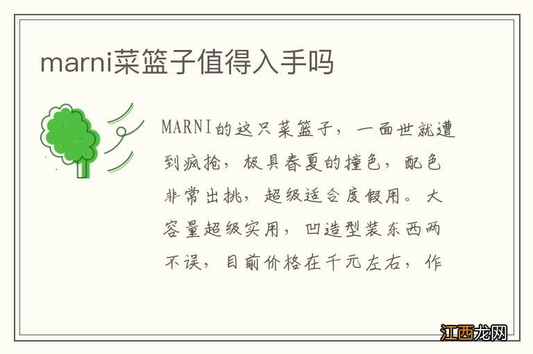 marni菜篮子值得入手吗