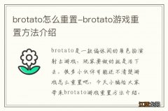 brotato怎么重置-brotato游戏重置方法介绍