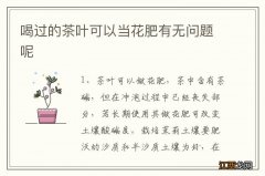 喝过的茶叶可以当花肥有无问题呢