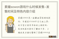 素媛sowon游戏什么时候发售-发售时间及特色内容介绍