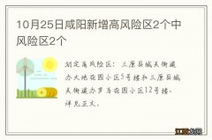 10月25日咸阳新增高风险区2个中风险区2个