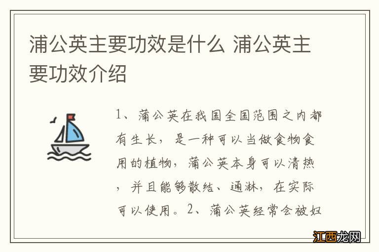 浦公英主要功效是什么 浦公英主要功效介绍