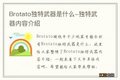 Brotato独特武器是什么-独特武器内容介绍