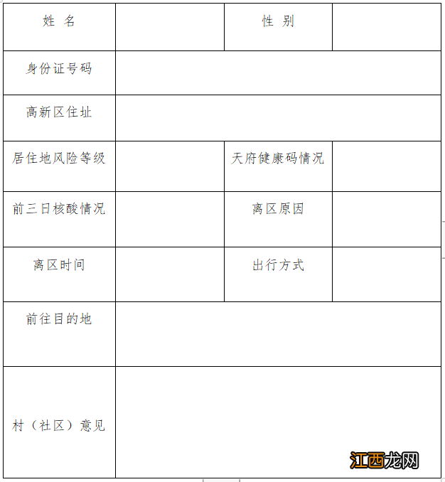 2022内江高新区离区规定和申请表下载