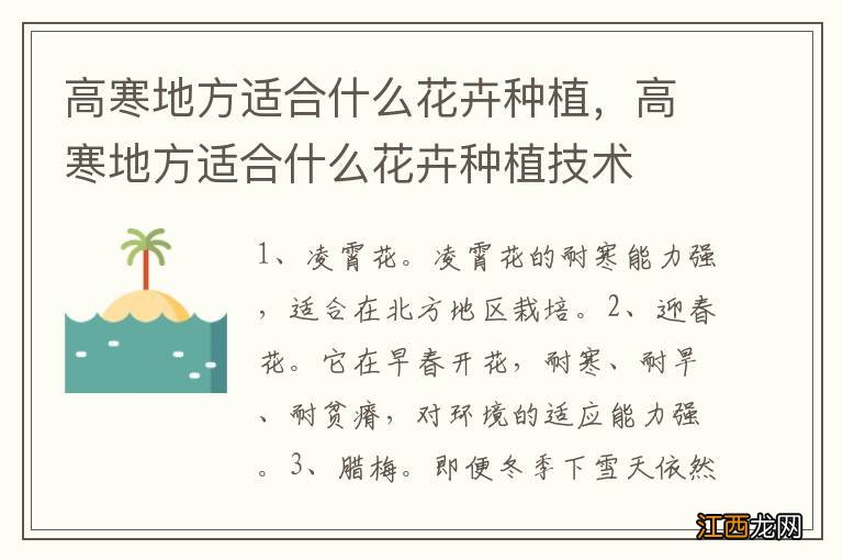 高寒地方适合什么花卉种植，高寒地方适合什么花卉种植技术