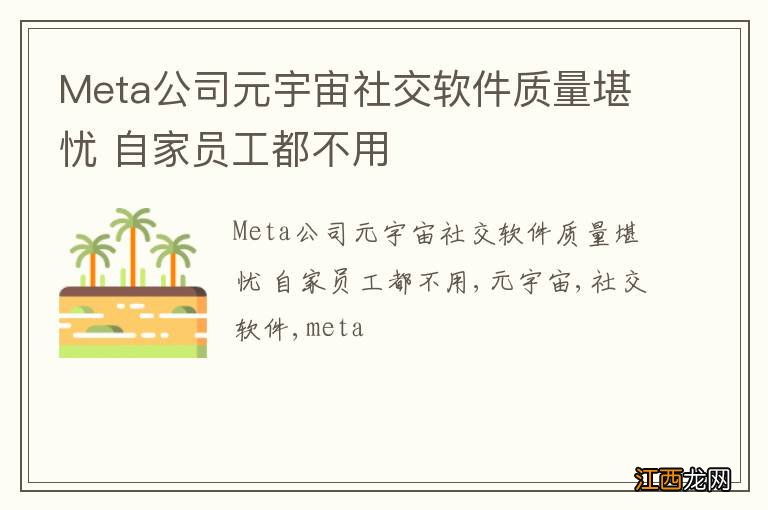 Meta公司元宇宙社交软件质量堪忧 自家员工都不用