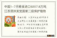 中国1-7月粮食进口9207.8万吨 江苏泗洪发觉国家二级保护植物野生大