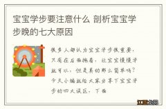 宝宝学步要注意什么 剖析宝宝学步晚的七大原因