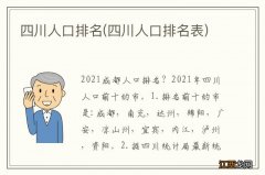 四川人口排名表 四川人口排名