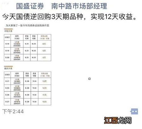 国庆期间国债逆回购一天算几天利息？