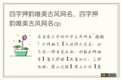 四字押韵唯美古风网名，四字押韵唯美古风网名cp