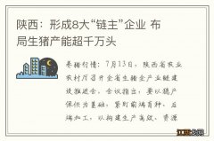 陕西：形成8大“链主”企业 布局生猪产能超千万头