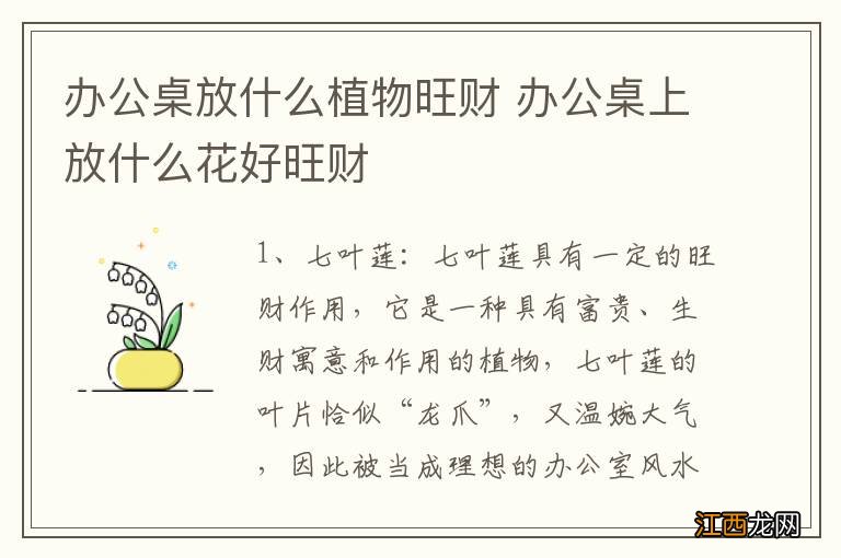 办公桌放什么植物旺财 办公桌上放什么花好旺财