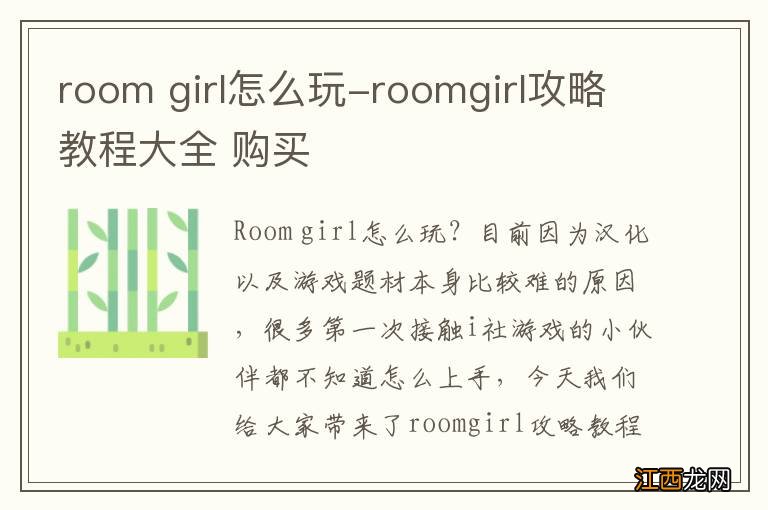 room girl怎么玩-roomgirl攻略教程大全 购买