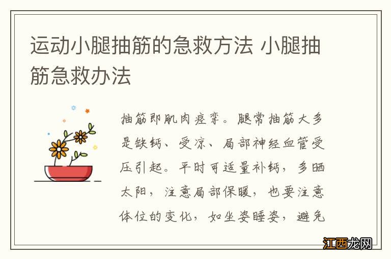 运动小腿抽筋的急救方法 小腿抽筋急救办法