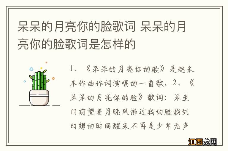 呆呆的月亮你的脸歌词 呆呆的月亮你的脸歌词是怎样的