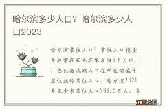 哈尔滨多少人口？哈尔滨多少人口2023