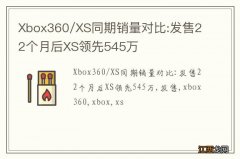 Xbox360/XS同期销量对比:发售22个月后XS领先545万