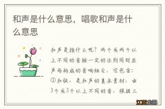 和声是什么意思，唱歌和声是什么意思