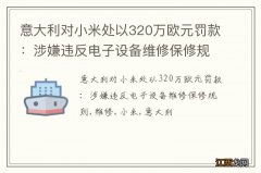 意大利对小米处以320万欧元罚款：涉嫌违反电子设备维修保修规则