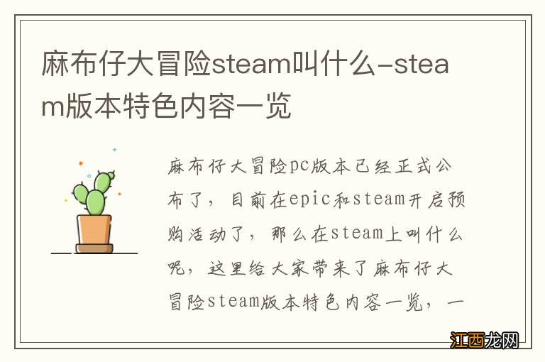 麻布仔大冒险steam叫什么-steam版本特色内容一览