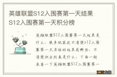 英雄联盟S12入围赛第一天结果 S12入围赛第一天积分榜