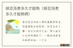 绿豆汤煮多久才能熟啊 绿豆汤煮多久才能熟