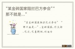 “某金砖国家阻拦巴方参会”“那不就是…”