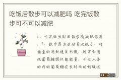 吃饭后散步可以减肥吗 吃完饭散步可不可以减肥