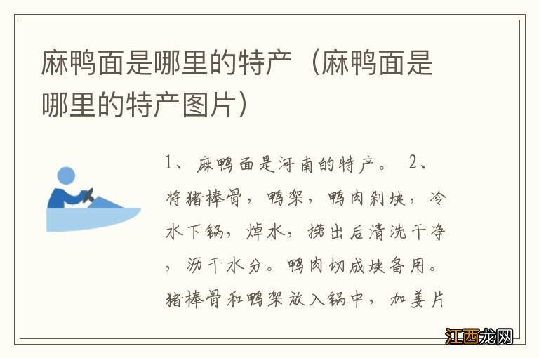 麻鸭面是哪里的特产图片 麻鸭面是哪里的特产