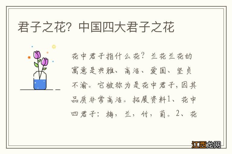 君子之花？中国四大君子之花