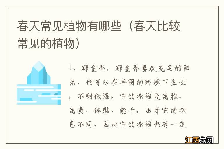 春天比较常见的植物 春天常见植物有哪些