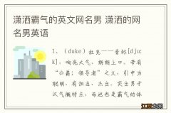 潇洒霸气的英文网名男 潇洒的网名男英语