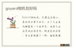 goyard相机包好吗