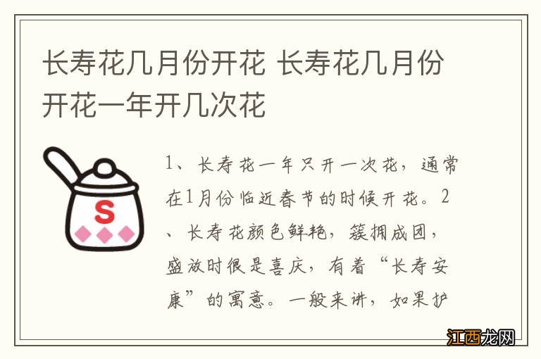 长寿花几月份开花 长寿花几月份开花一年开几次花