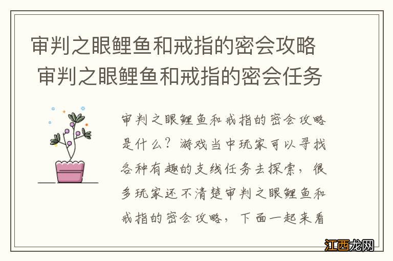 审判之眼鲤鱼和戒指的密会攻略 审判之眼鲤鱼和戒指的密会任务