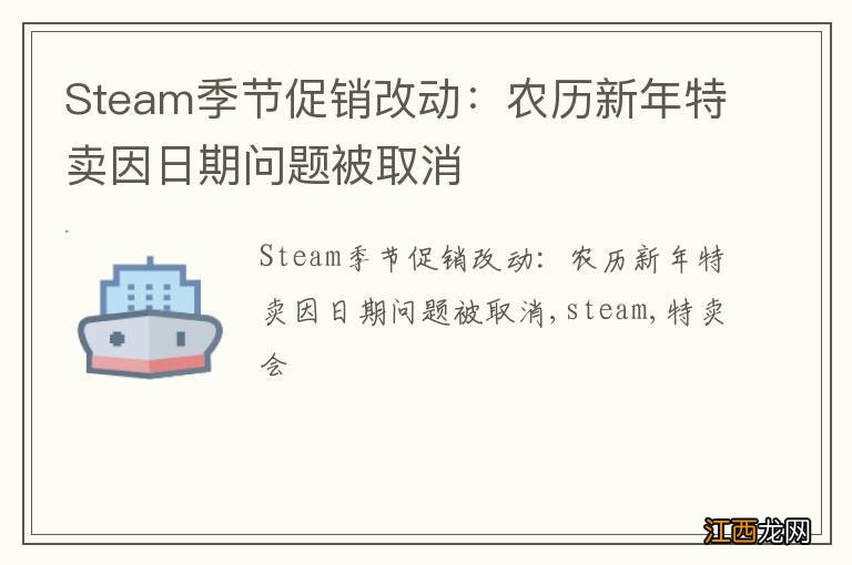 Steam季节促销改动：农历新年特卖因日期问题被取消