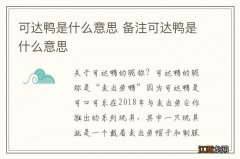 可达鸭是什么意思 备注可达鸭是什么意思