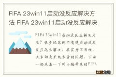 FIFA 23win11启动没反应解决方法 FIFA 23win11启动没反应解决方法