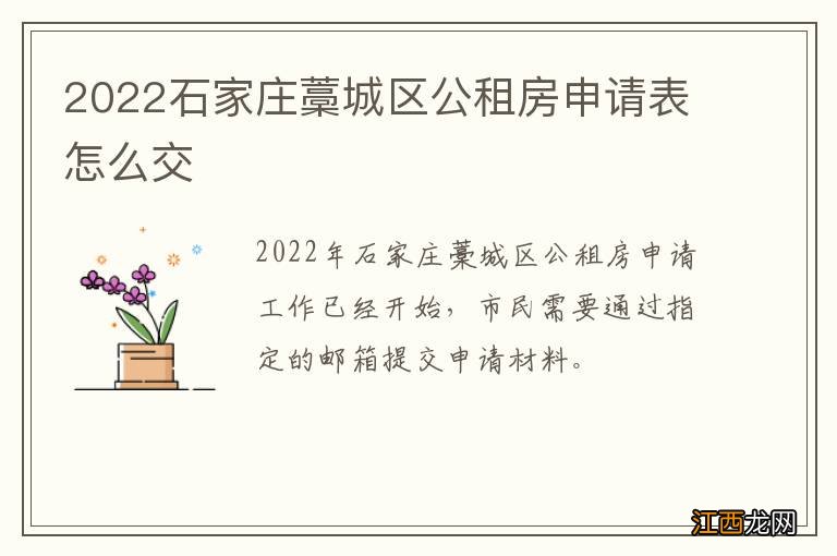 2022石家庄藁城区公租房申请表怎么交