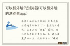 可以翻外墙的浏览器app 可以翻外墙的浏览器