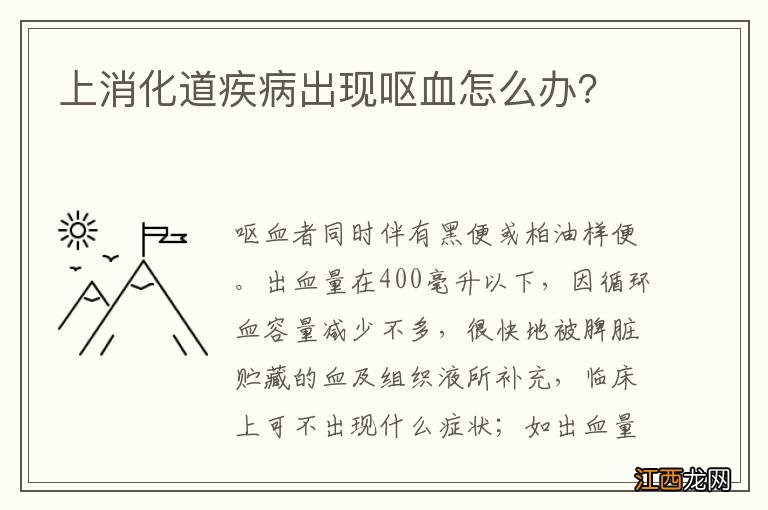 上消化道疾病出现呕血怎么办？