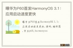 曝华为P60首发HarmonyOS 3.1：应用启动速度更快