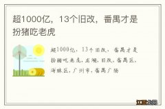 超1000亿，13个旧改，番禺才是扮猪吃老虎