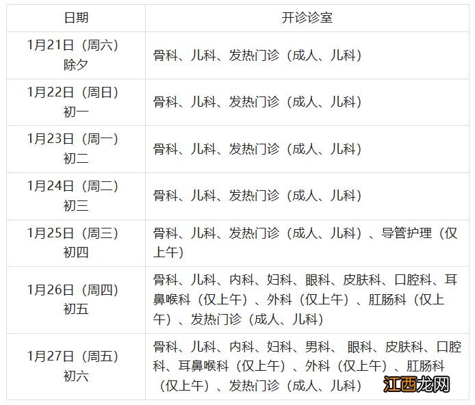 佛山市中医院2023年春节假期开诊安排