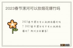 2023春节漯河可以放烟花爆竹吗