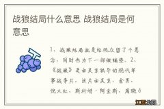 战狼结局什么意思 战狼结局是何意思