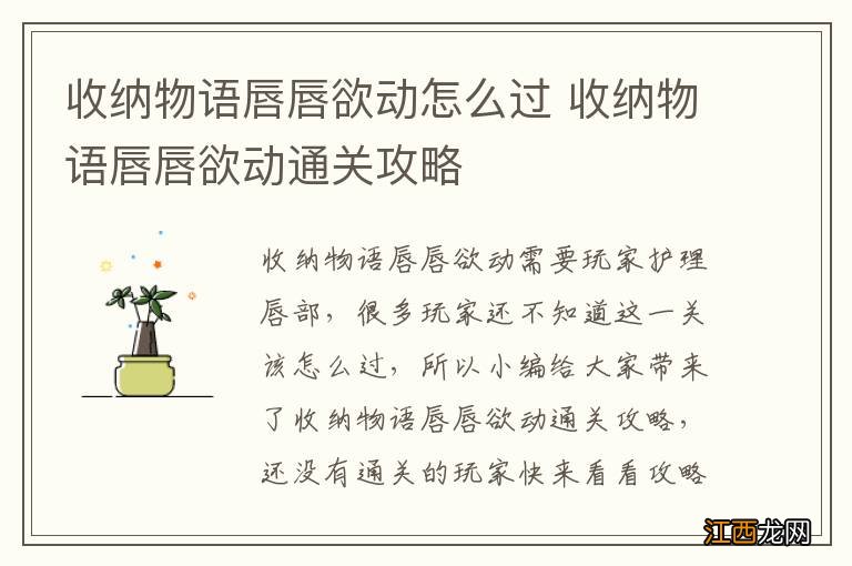 收纳物语唇唇欲动怎么过 收纳物语唇唇欲动通关攻略